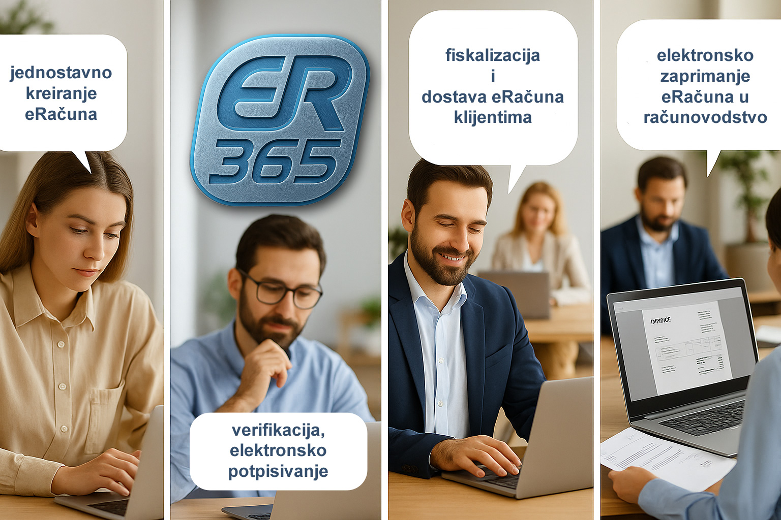 eRačuni 365 - izrada računa, verifikacija i potpisivanje, fiskalizacija i slanje klijentima, elektronsko zaprimanje eračuna u računovodstvo